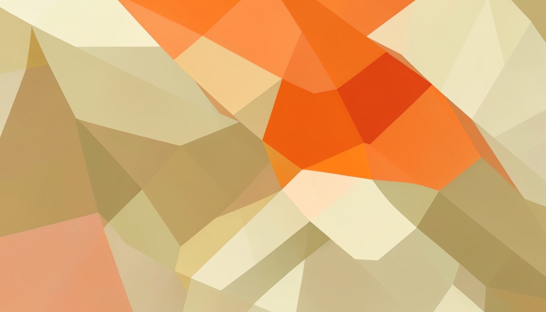 Soft faceted geometric shapes in muted gold and ivory tones overlapping in an organic flowing composition